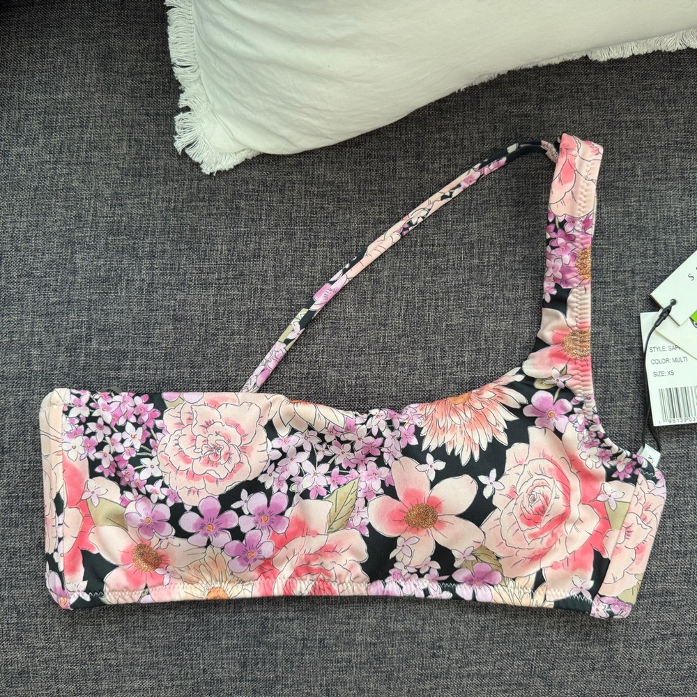 Sanctuary Asymmetrical TOP ONLY Pink and Black Floral Print